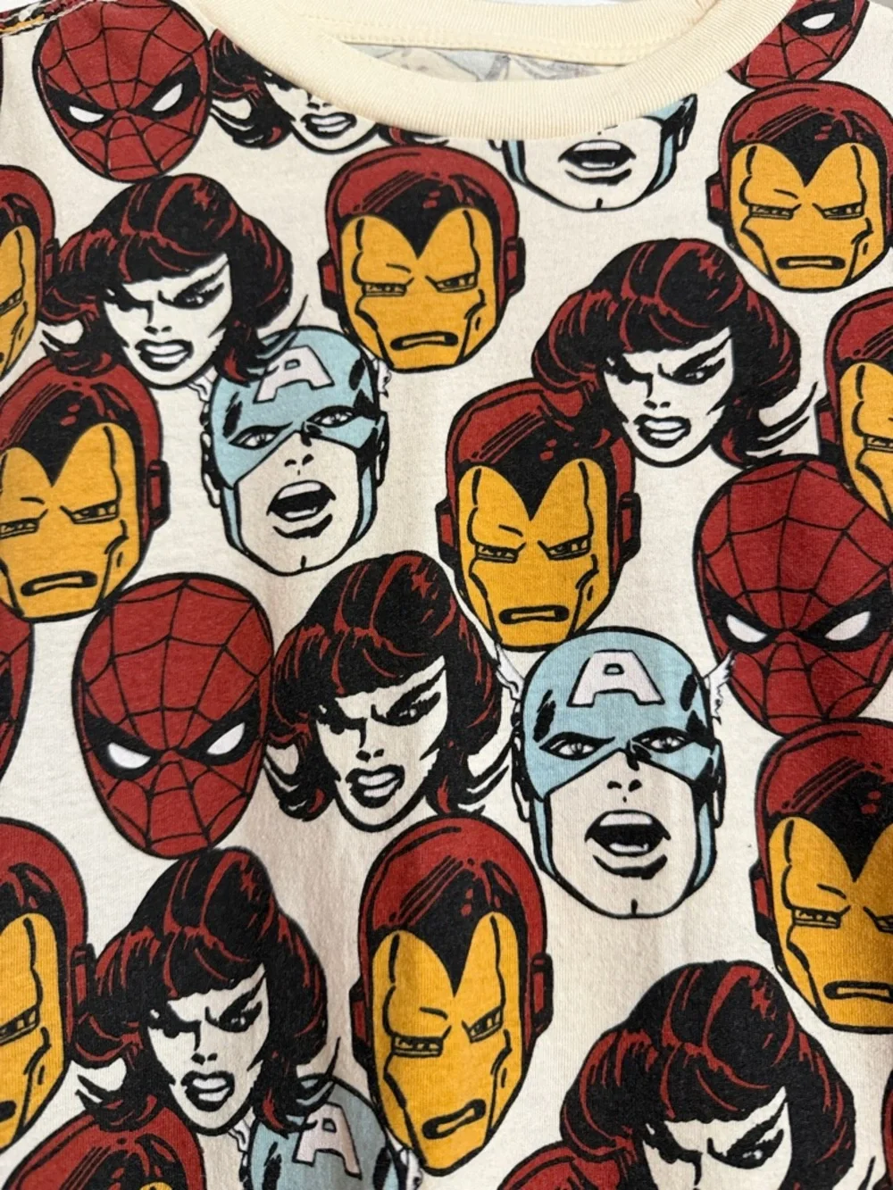 Marvel Kids Cream Superhero Face-Print Shirt with Red, Yellow & Blue - Picture 2 of 3